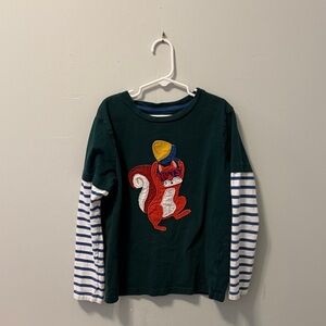Mini Boden Squirrel Appliqué Shirt | Size 9-10 Y
